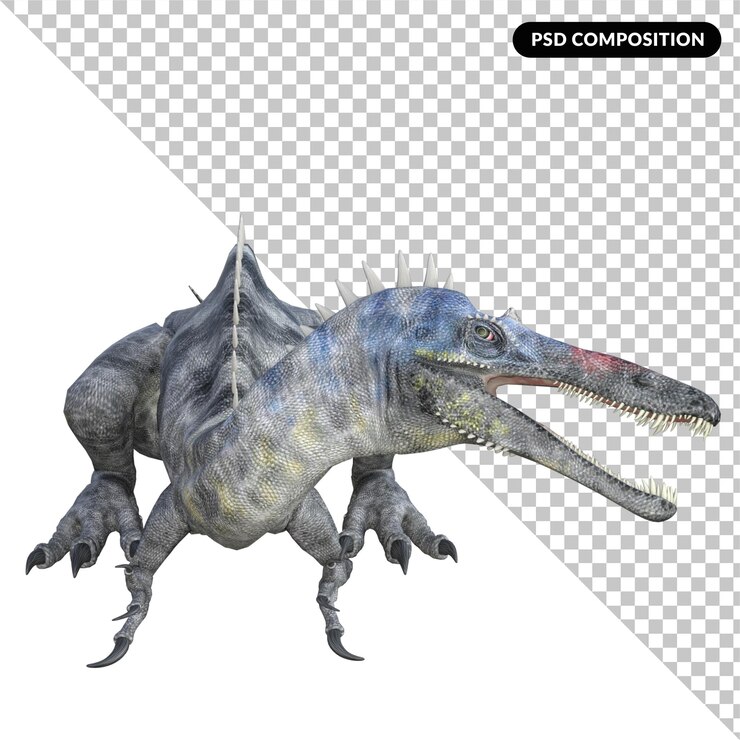 PSD suchomimus dinosaur isolated 3d render