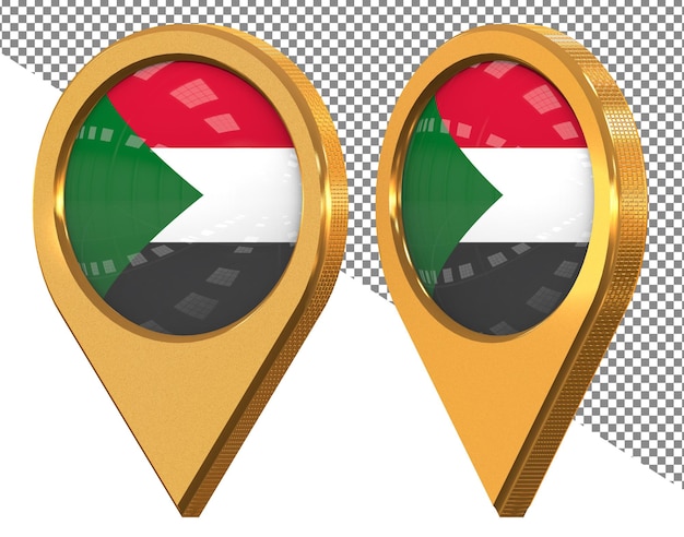 PSD sudan location icon flag isolated with different angled 3d rendering