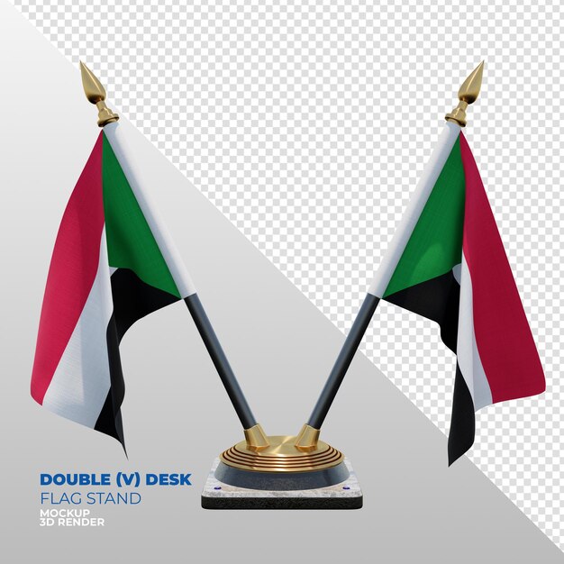 Sudan realistic 3d textured double desk flag stand for composition