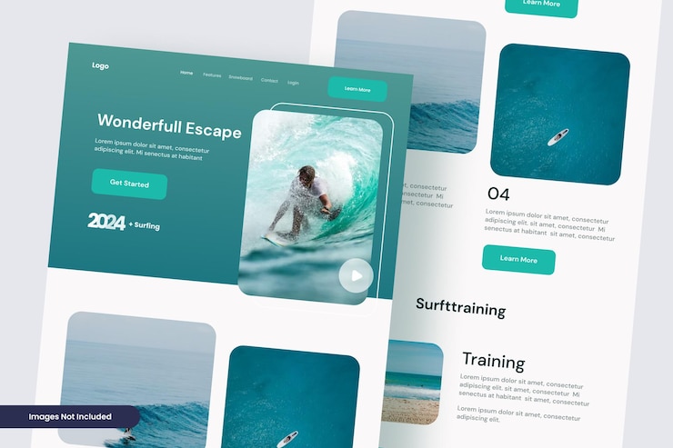 PSD sufttrainaing landing page template design website mockup