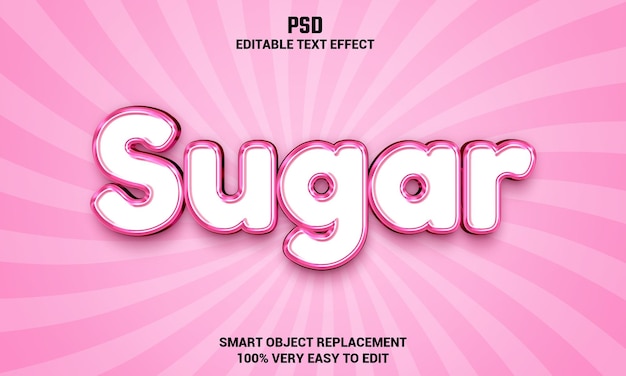 Sugar 3d editable text effect with background Premium Psd