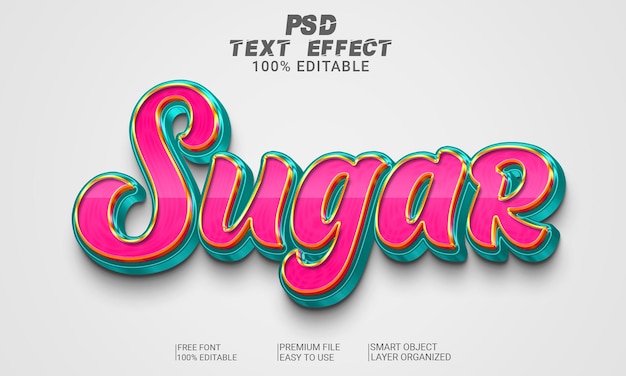 Sugar 3d-teksteffect psd-bestand