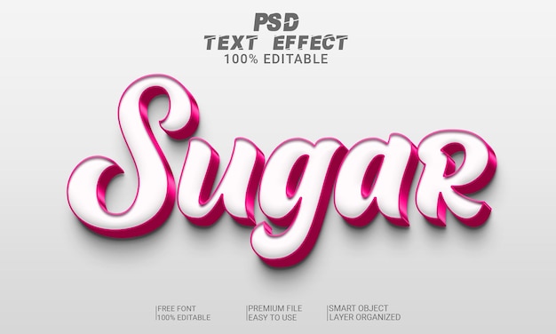 Sugar 3D Text Effect PSD File