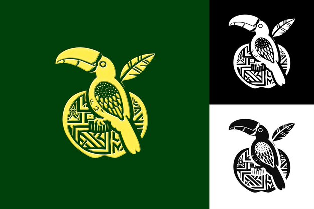 Sugar Apple With Toucan Silhouette and Abstract Design With Creative Illustration Vector Design