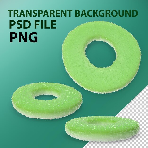 PSD sugar coated gummy ring apple png