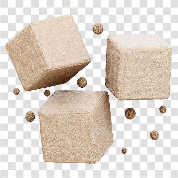 커피 또는 차용 각설탕 3D 아이콘 렌더링 격리된 투명 백그라운드
