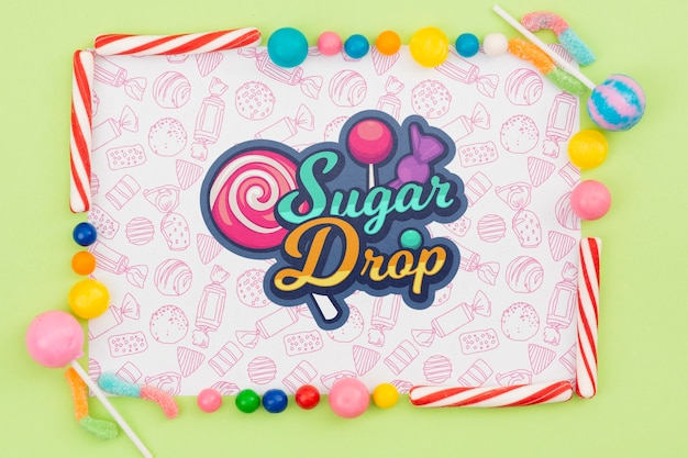 sugar drop mock-up with delicious candy frame
