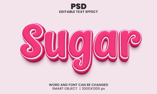 Сахар редактируемый 3d текстовый эффект