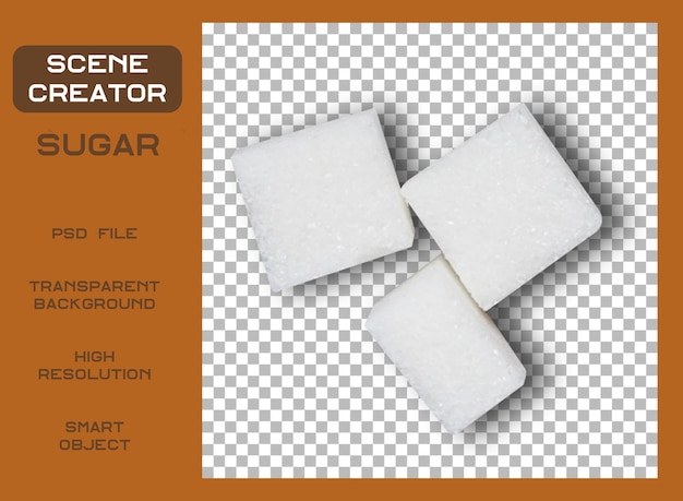 Sugar isolated on the transparent background