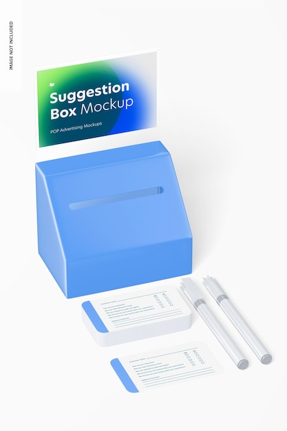 Suggestion Box With Poster Holder Mockup, Perspective