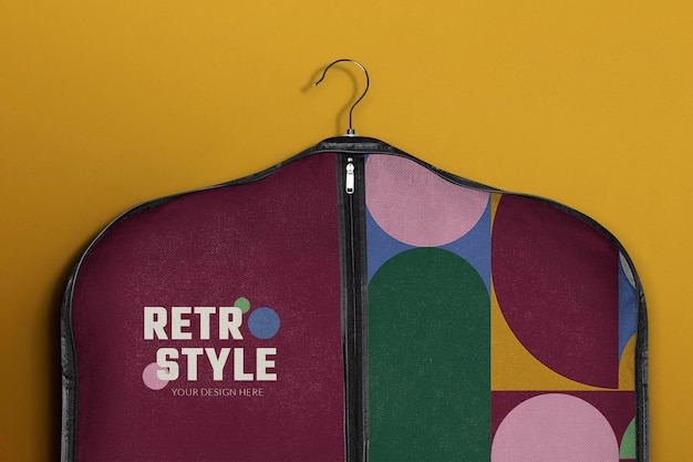 Suit cover bag mockup psd in retro style