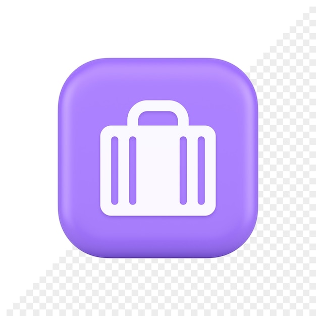 PSD suitcase baggage briefcase button office business accessory travel tourism element 3d icon