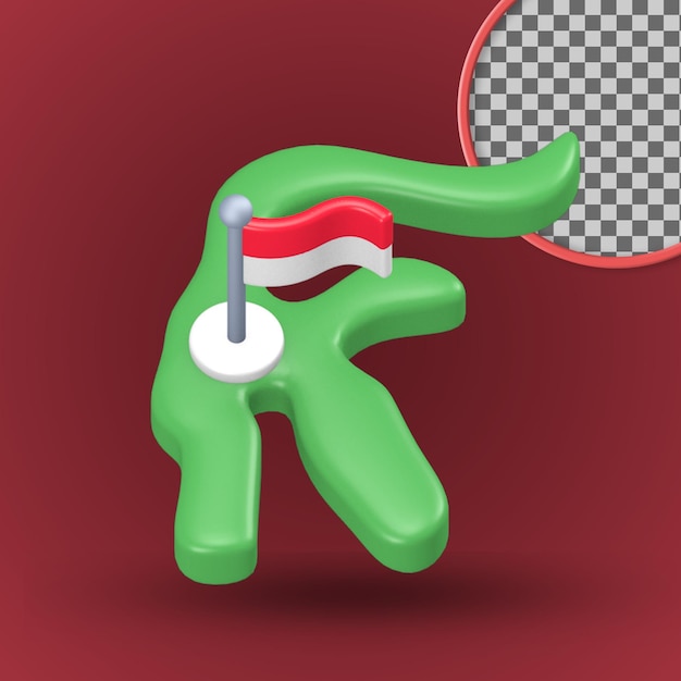 PSD sulawesi island 3d render cute icon with the theme of independence indonesia