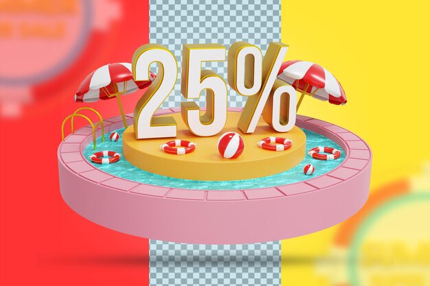 3D 렌더링에서 여름 25 할인 제공