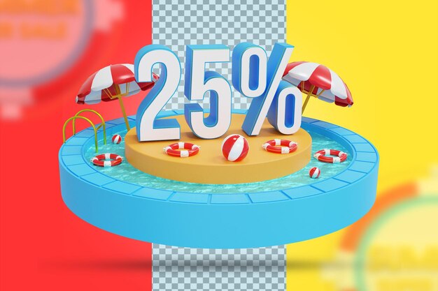 3d 렌더링에서 여름 25 % 할인 제공