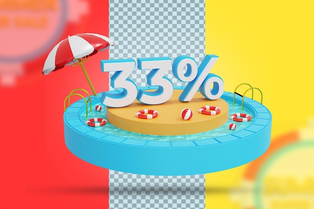 3d 렌더링에서 여름 33 % 할인 제공