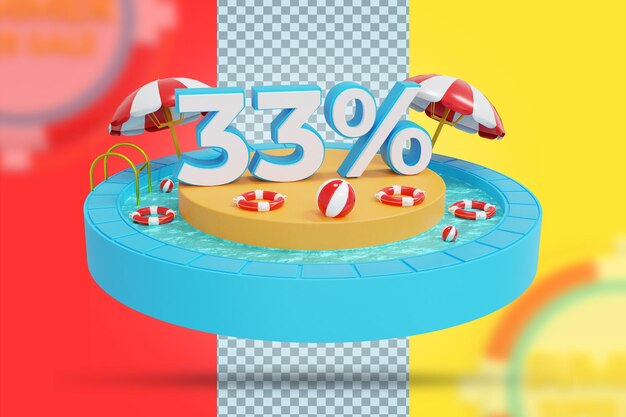 3d 렌더링에서 여름 33 % 할인 제공