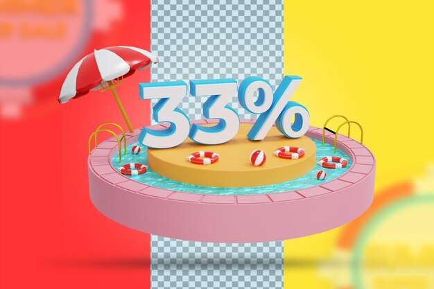 3dレンダリングでの夏の33％割引オファー