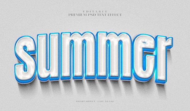 Summer 3d editable premium psd effetto di testo