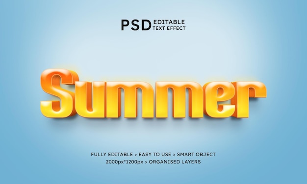 PSD summer 3d editable text effect