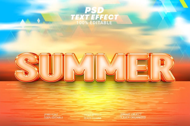 PSD 夏の3dテキストスタイル エフェクト