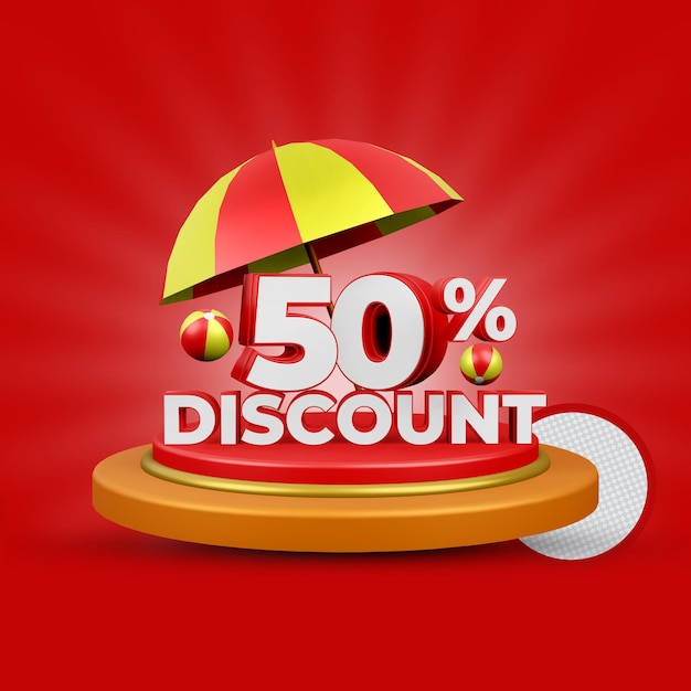 summer 50 percent discount offer 3d rendering isolated  