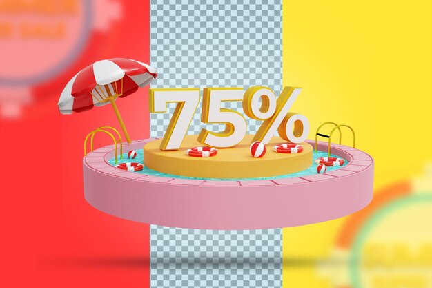 3D 렌더링에서 여름 75 할인 제공