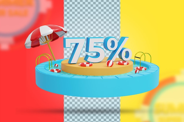 3d 렌더링에서 여름 75 % 할인 제공