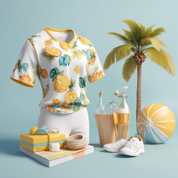 Summer apparel psd on a white background