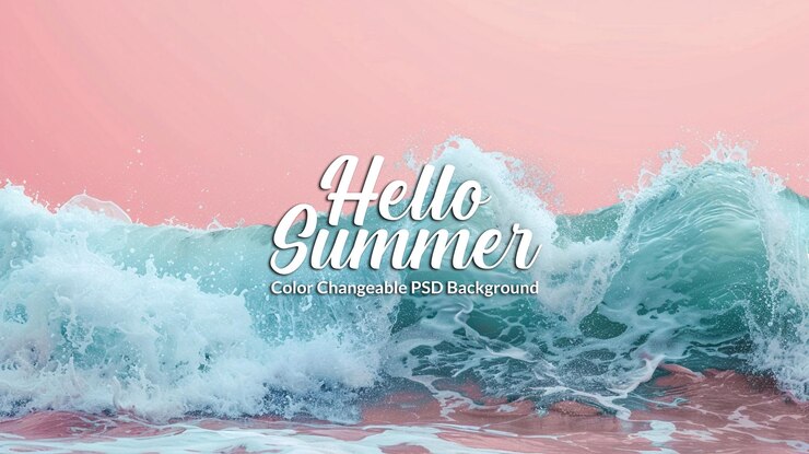 PSD psdファイルで熱帯のビーチパームの木と海波と白い砂の夏の背景