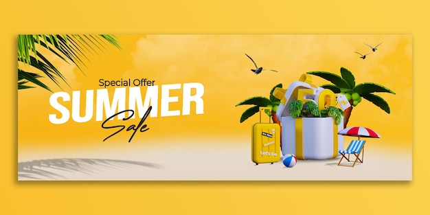 PSD summer banner promotion social media facebook cover banner template