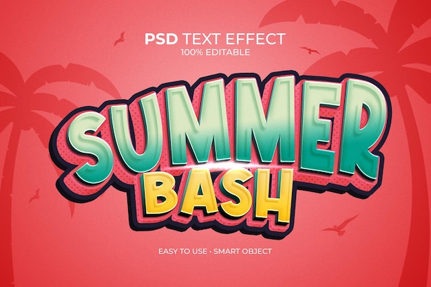 PSD summer bash text effect