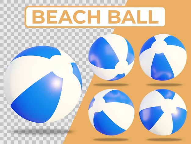 PSD summer beach ball elements in 3d rendering