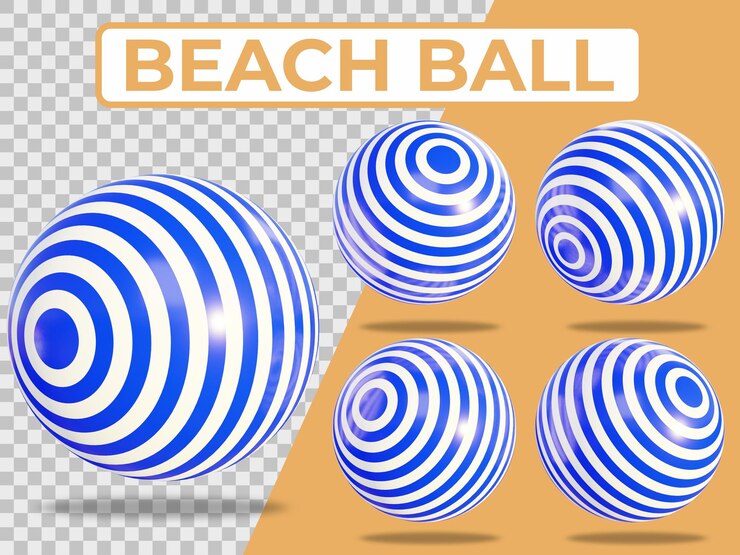 Элементы летнего пляжного мяча в 3d-рендеринге