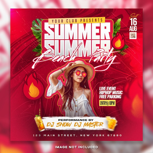 PSD summer beach music party post psd template