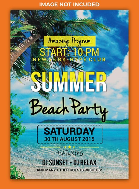 Summer beach party flyer-sjabloon