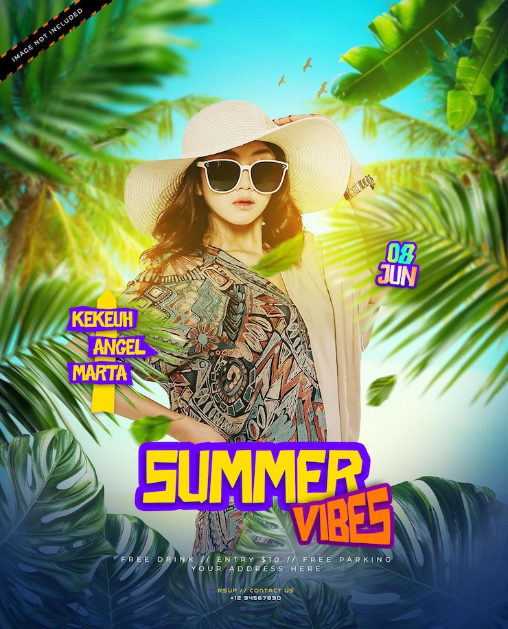 PSD summer beach party flyer and social media post