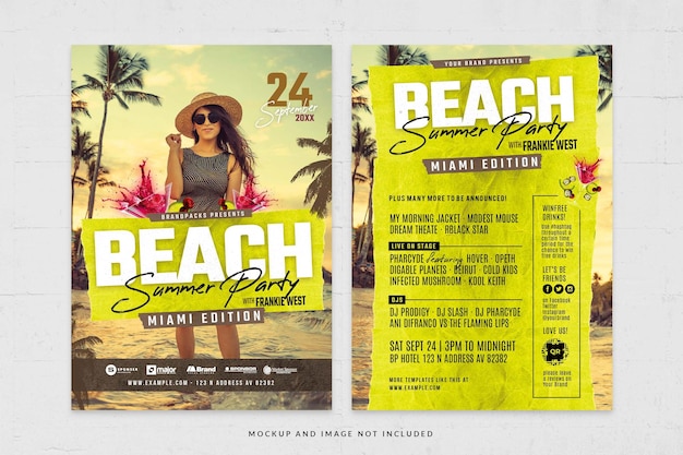 Шаблон флаера Summer Beach Party в яркой яркой теме