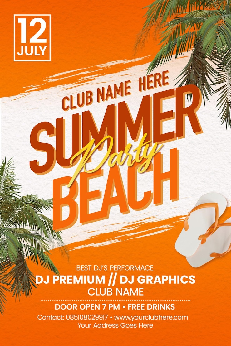PSD summer beach party flyer template