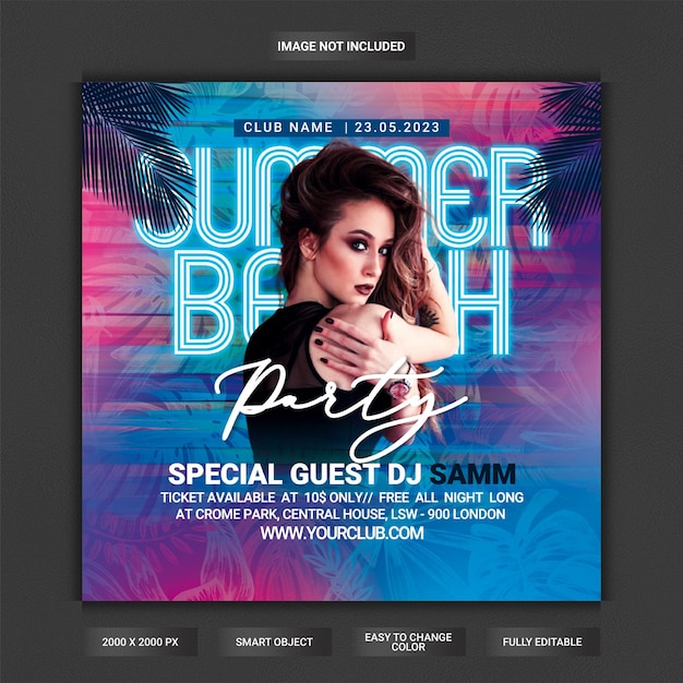 Summer beach party flyer template