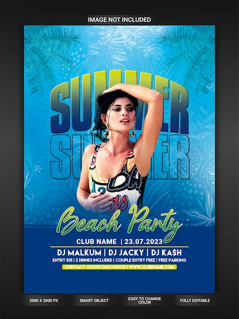 Summer beach party flyer template