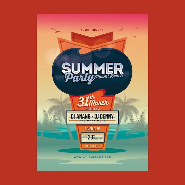 PSD volantino di summer beach party