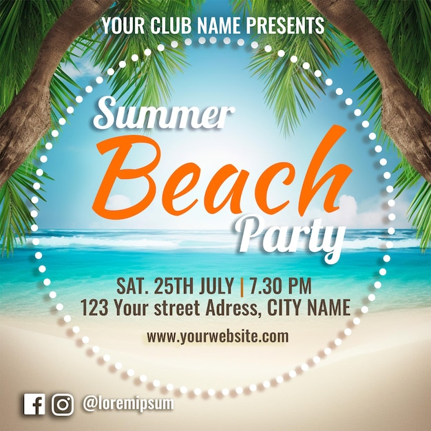 Premium PSD | Summer beach party template background