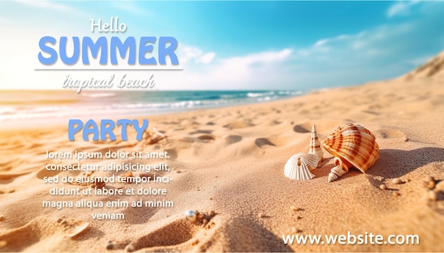 Summer beach sand background with hermit crab shell close up