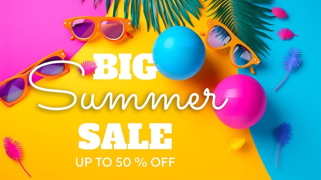 PSD summer beach special sale banner illustration summer promotion and discount template