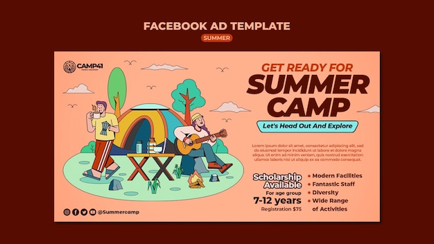 PSD summer camp template design