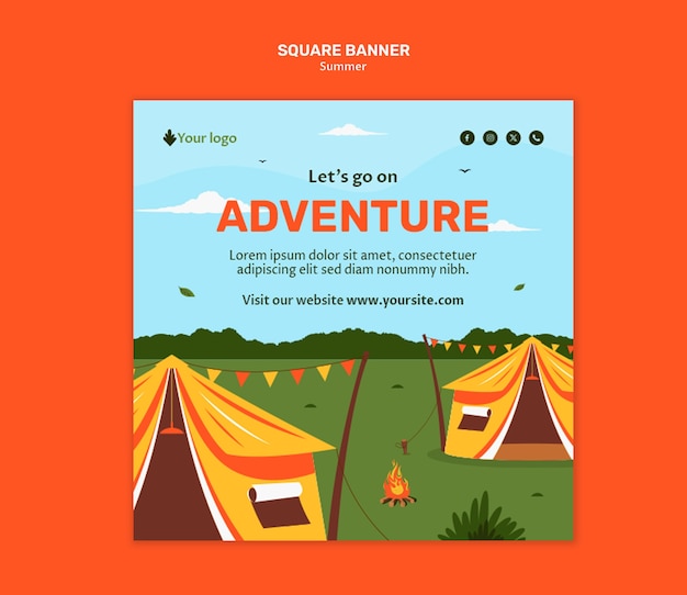 PSD summer camp template design