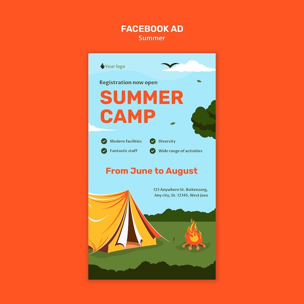 PSD summer camp template design