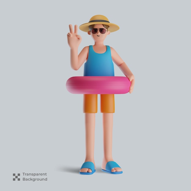 Summer character 3d illustration