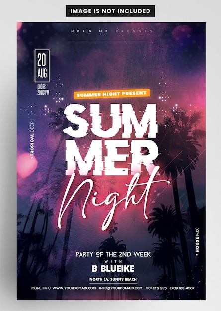 PSD summer club dj party night flyer template